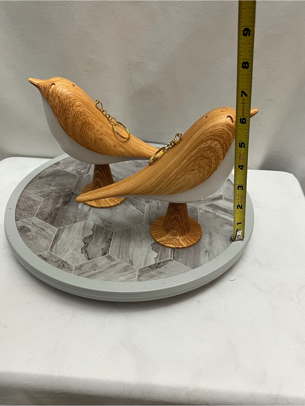 Set of 2 Bird Shaped LED Night Lights Wood Grain USB Rechargeable Table Lamps - Picture 9 of 13